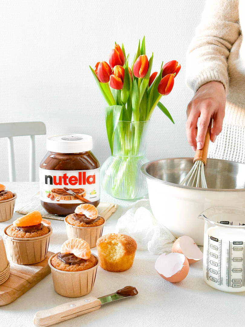 Préparation de recette avec du nutella